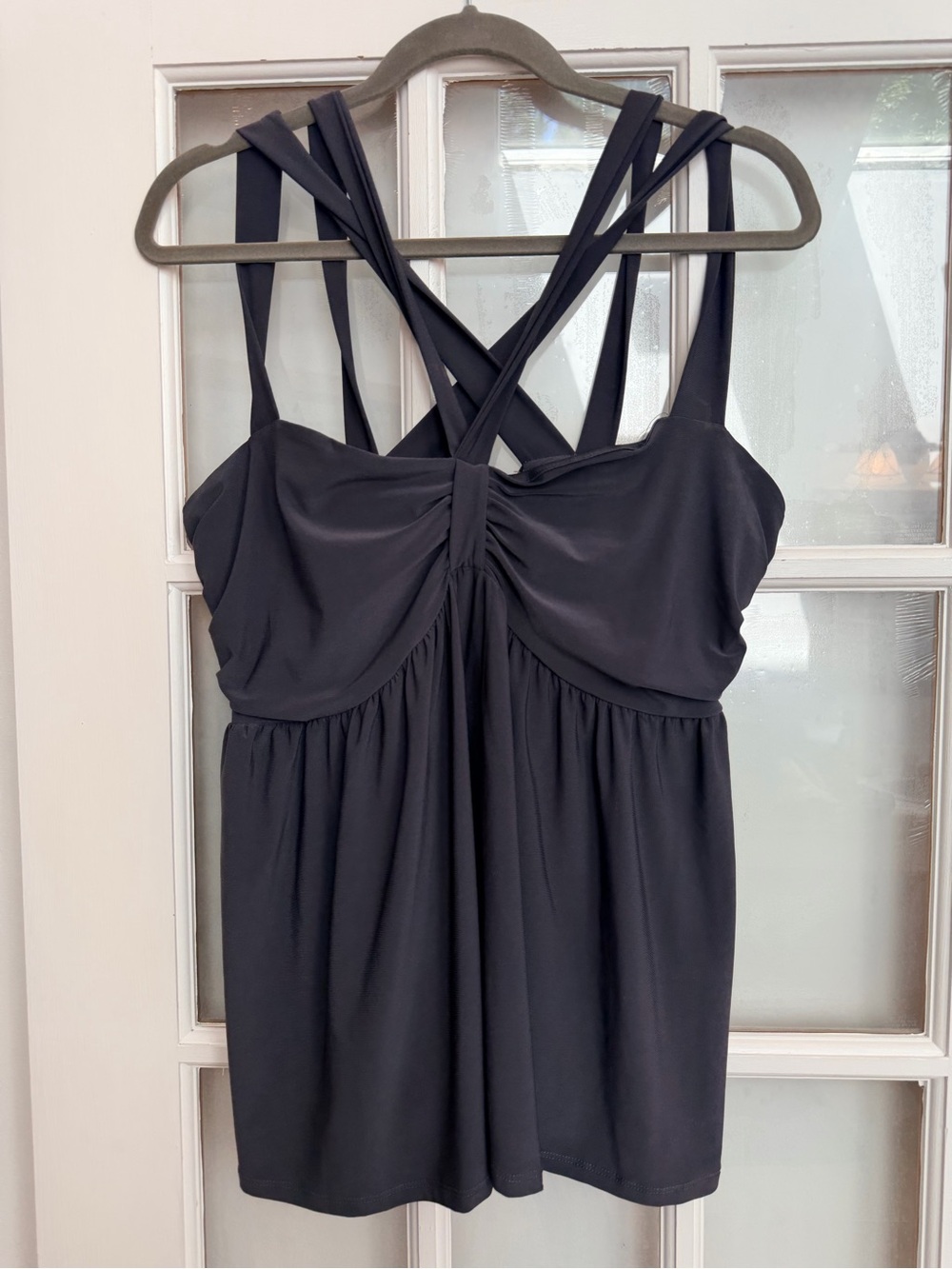 Torrid Goth Punk Dark Steele Grey Strappy Twist-Front Camisole Top Plus Size 1X